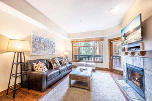 living area with fireplace