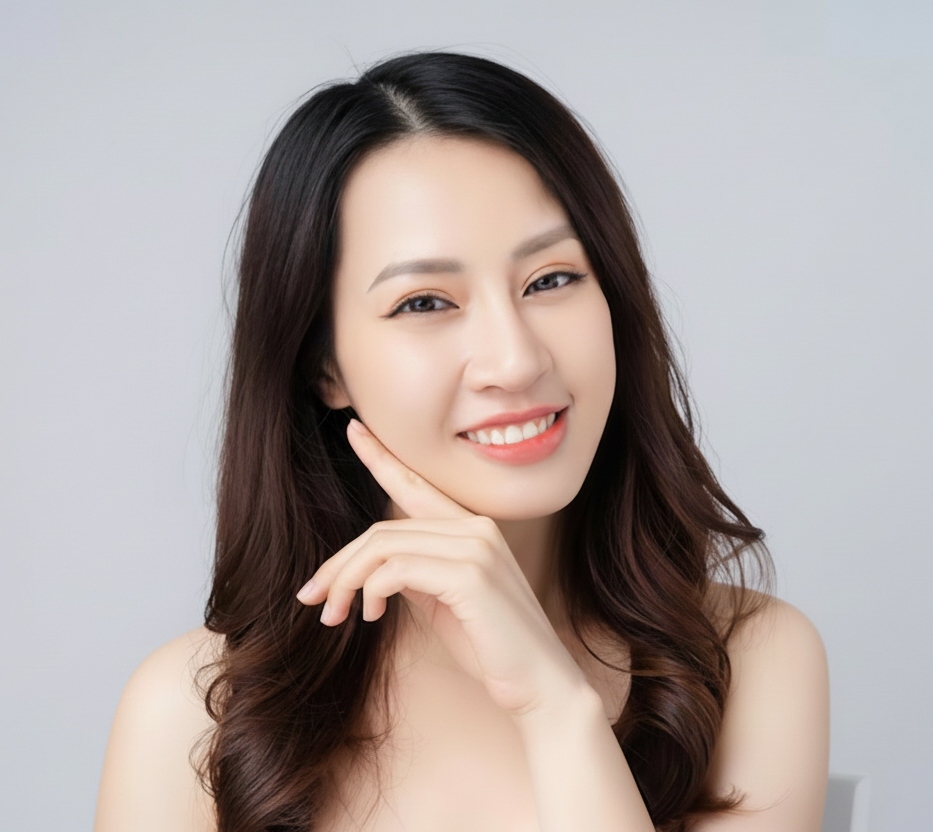 smiling woman with clear skin and healthy glow after visiting an acupuncture clinic in cupertino ca.