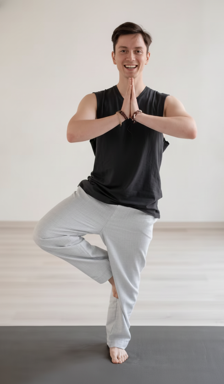 man practicing yoga after visiting an acupuncturist cupertino ca depression treatment clinic for mood support.
