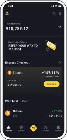 Binance Lite application mobile - Cryptospot.fr