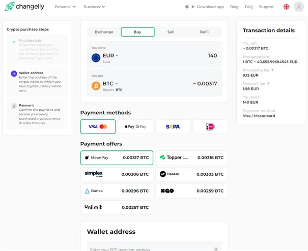 Changelly Buy - Cryptospot.fr