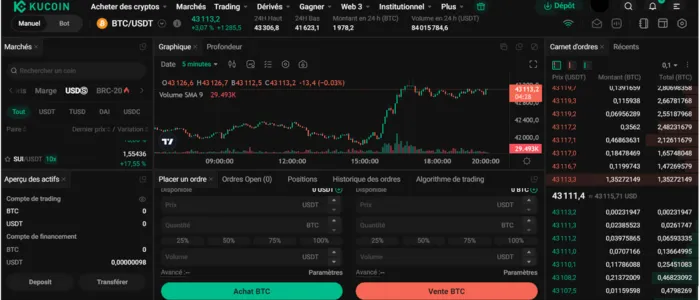 Trading interface KuCoin - Cryptospot.fr