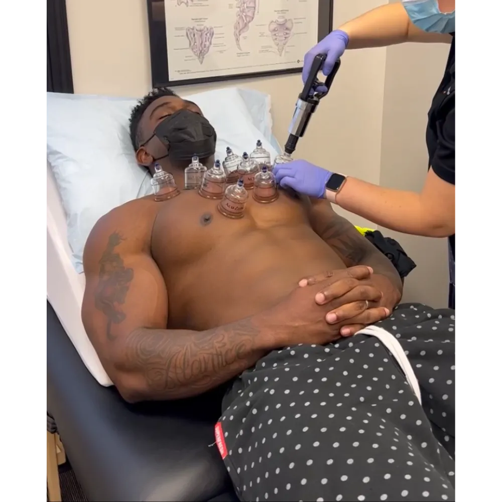 A patient receiving cupping therapy at Kaizo Health