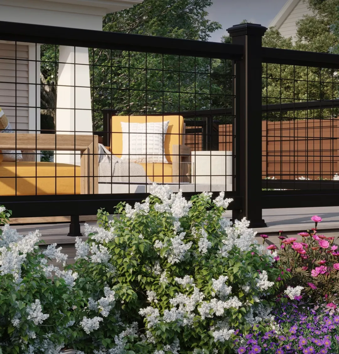 trex mesh railing backyard deck