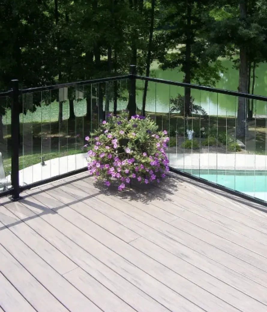 trex mesh railing backyard deck