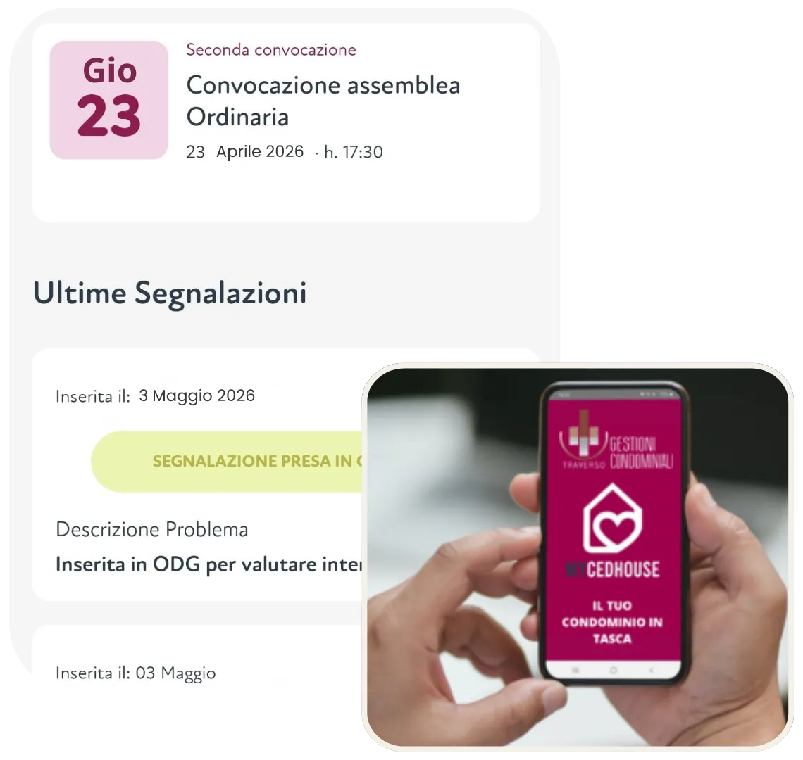 Portale web gestione condominiale online — documenti e rendiconto sempre accessibili S App Smartphone App smartphone gestione condominio iOS Android — Traverso Gestioni Condominiali Parma