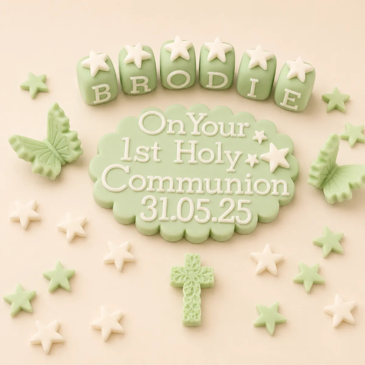 Holy Communion elegant handmade cake topper