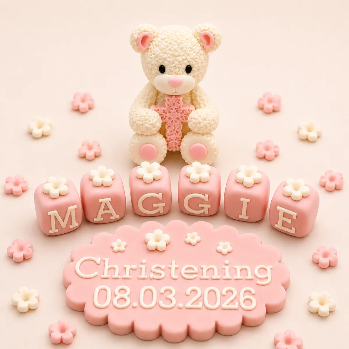 Christening and Baptism handmade cake topper