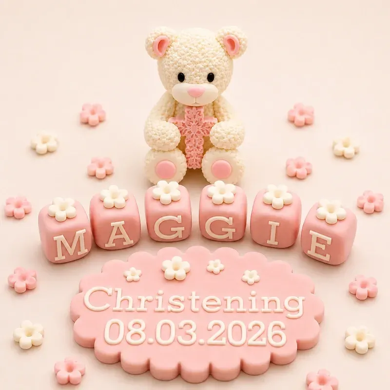 Christening and Baptism handmade cake topper