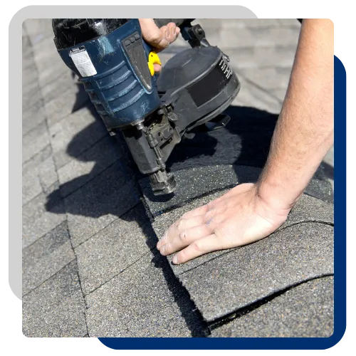 Missing shingle repair in progress on a residential roof in Moline, IL 