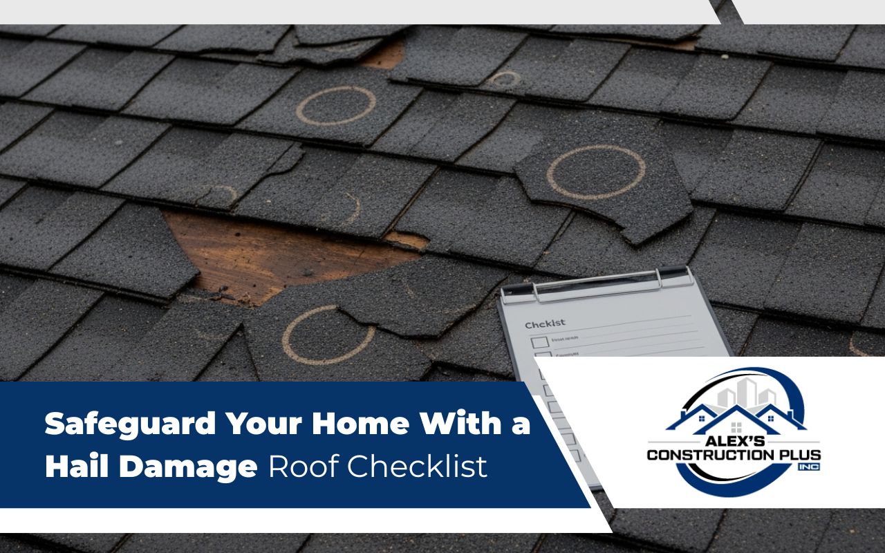 Hail damage roof checklist showing granule loss on shingles