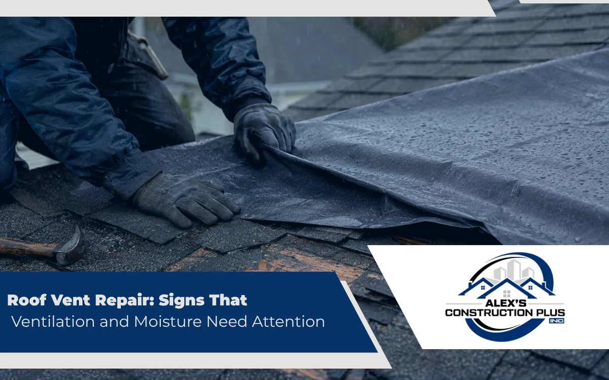 Emergency roof repair performed after storm damage caused active water 