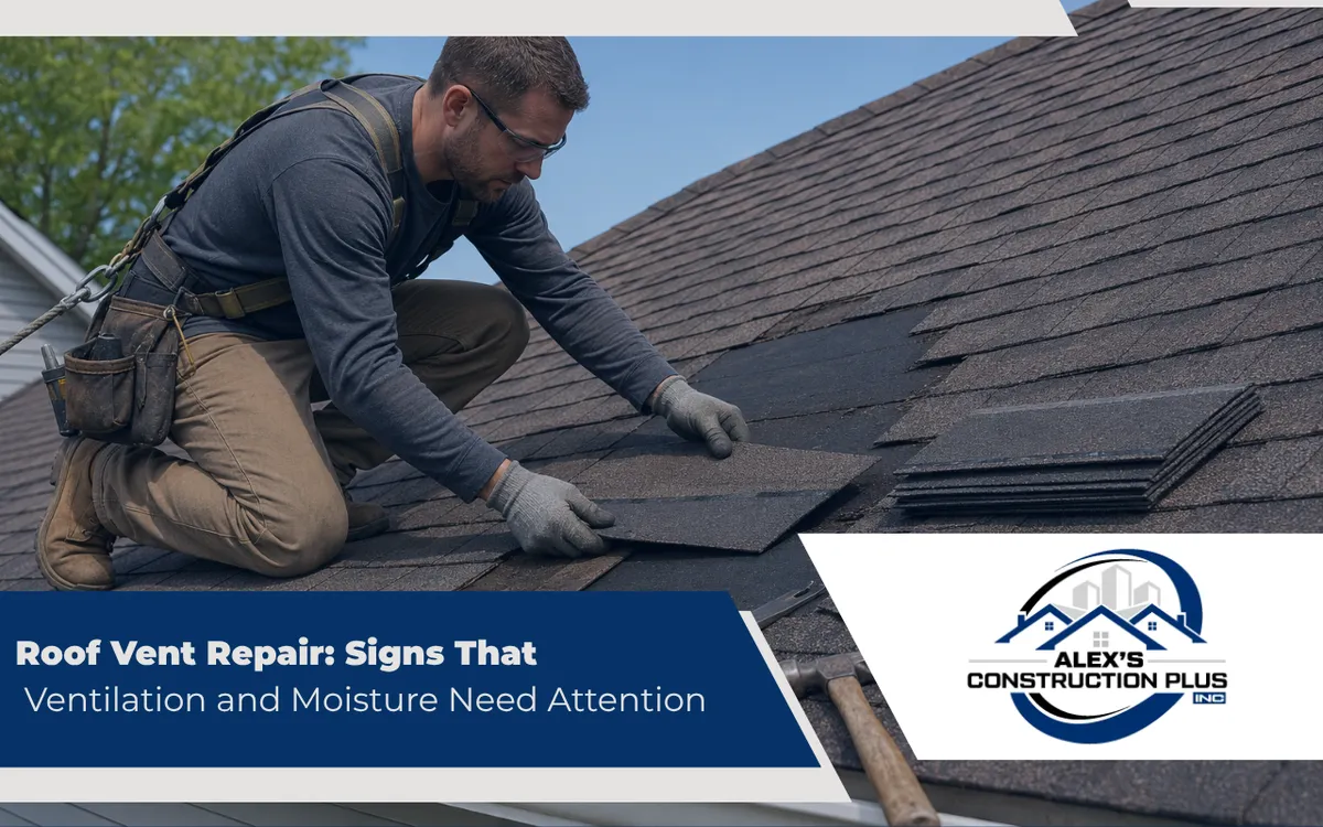 Residential roof repair replacing damaged shingles on a home
