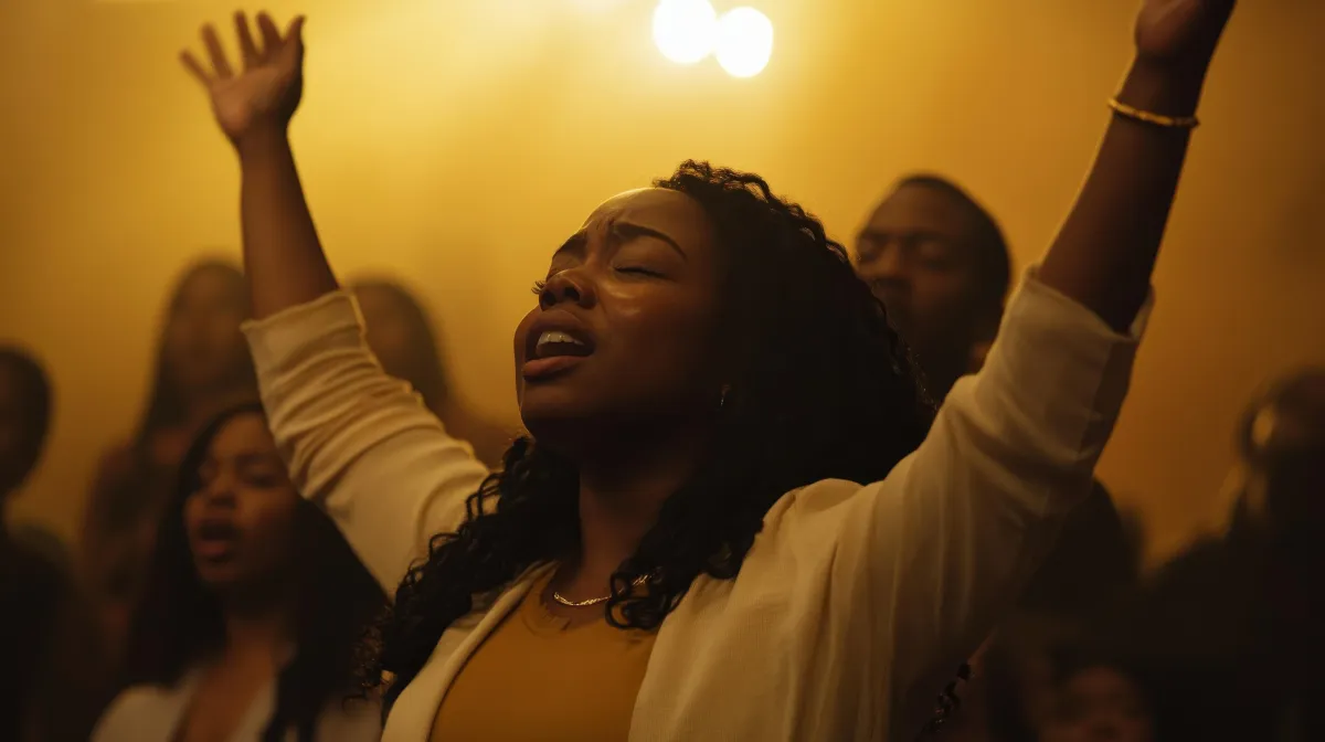 Intergenerational church choir singing