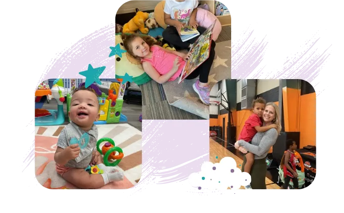 Collection of images of children smiling and reading