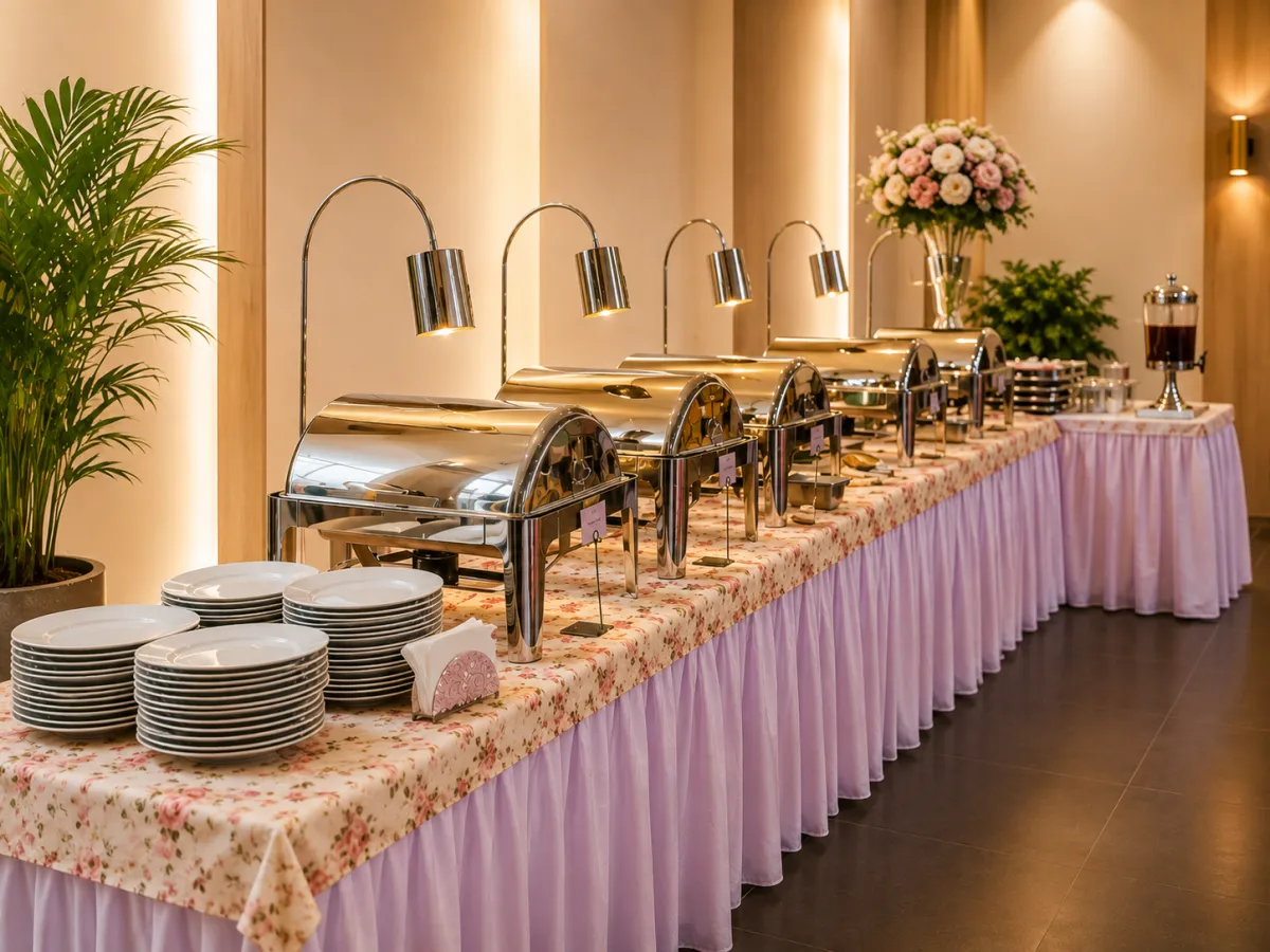 Elegant catering buffet setup by TGIS5k Food Services