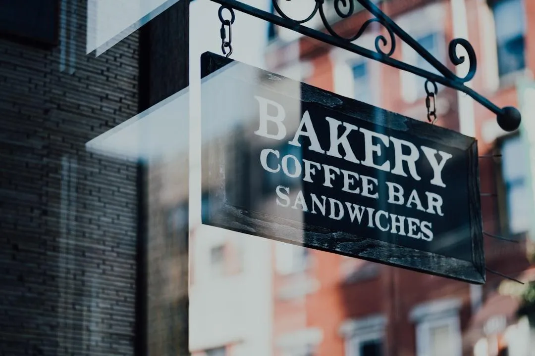 bakery and coffee bar business sign