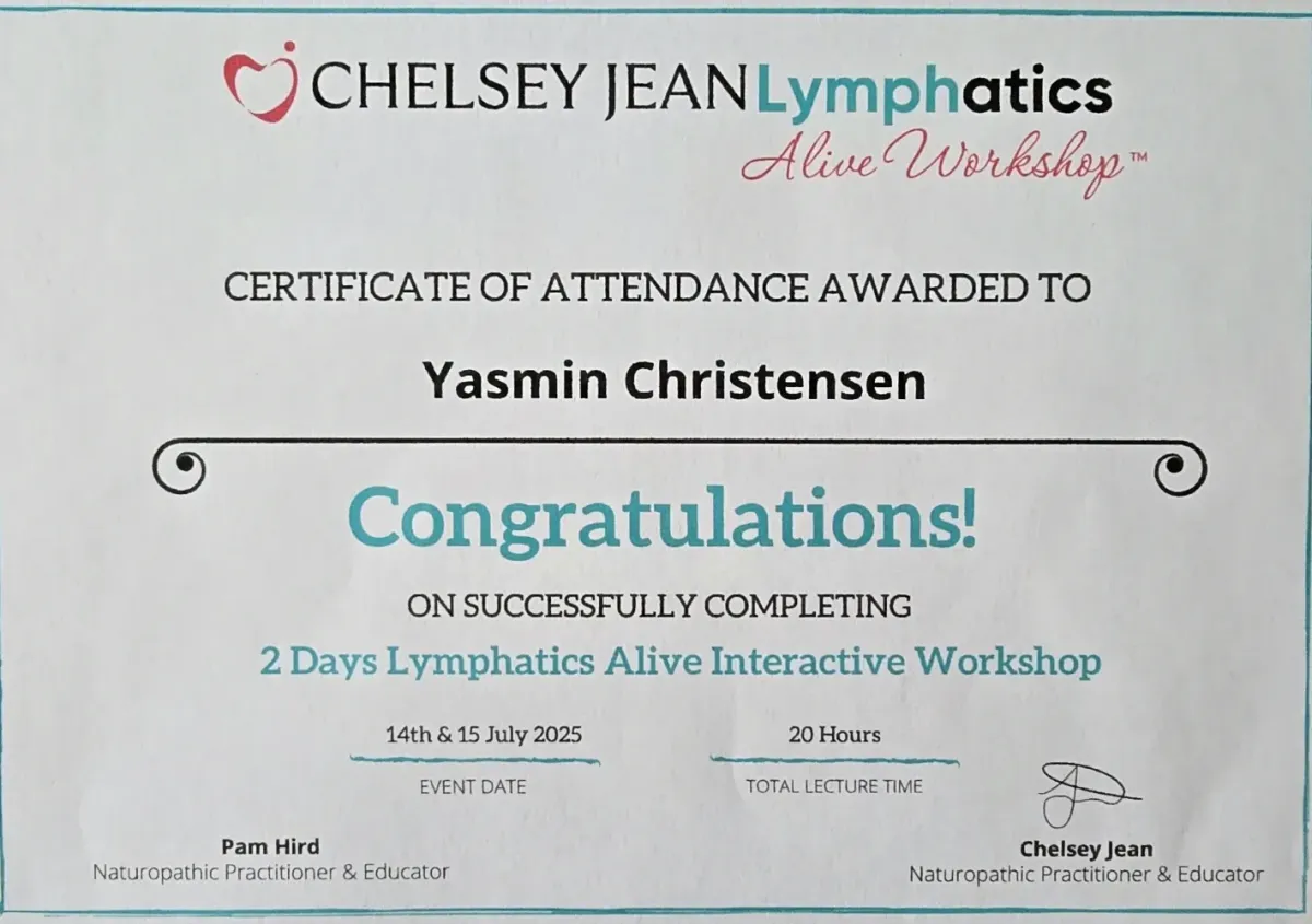 Chelsey Jean Lymphatics Certificate