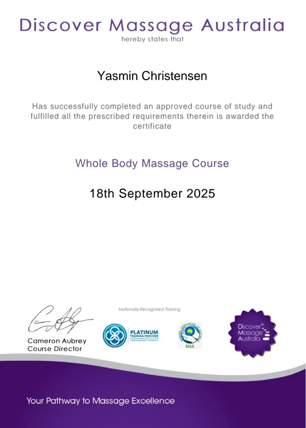 Relaxation Massage Certificate