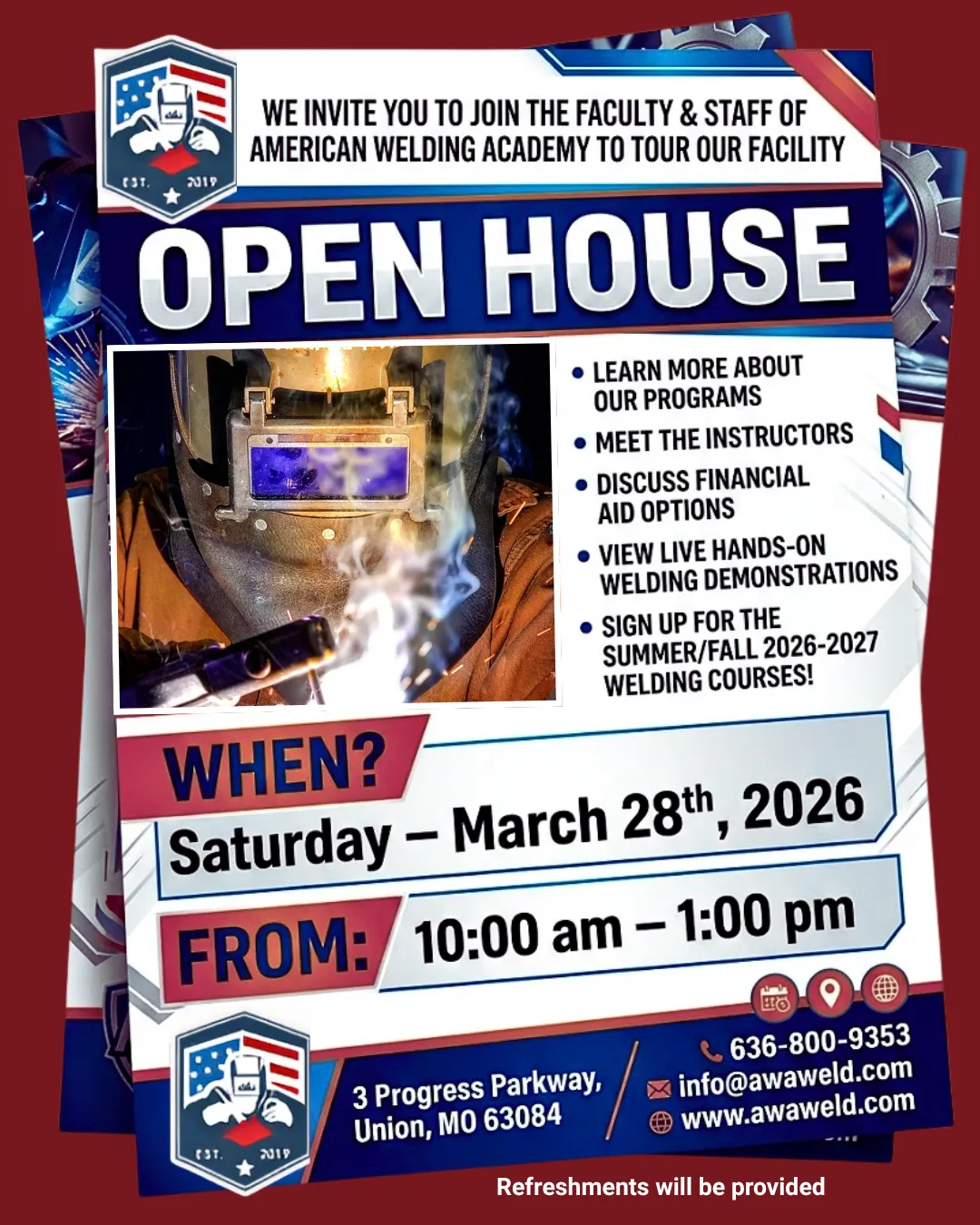 Poster for American Welding Academy Open House