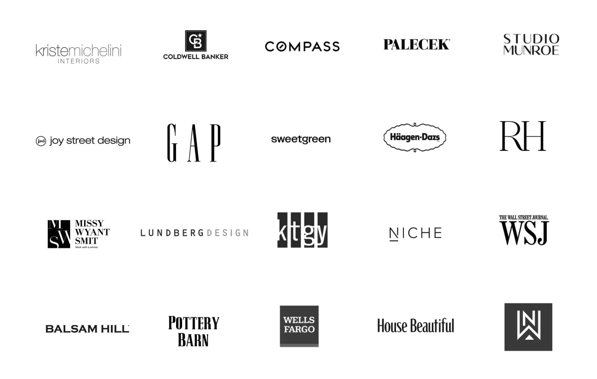 client list, coldwell banker, compass real estate, restoration hardware, pottery barn, gap, wells fargo sweetgreen, haagen-dazs, palecek, balsam hill