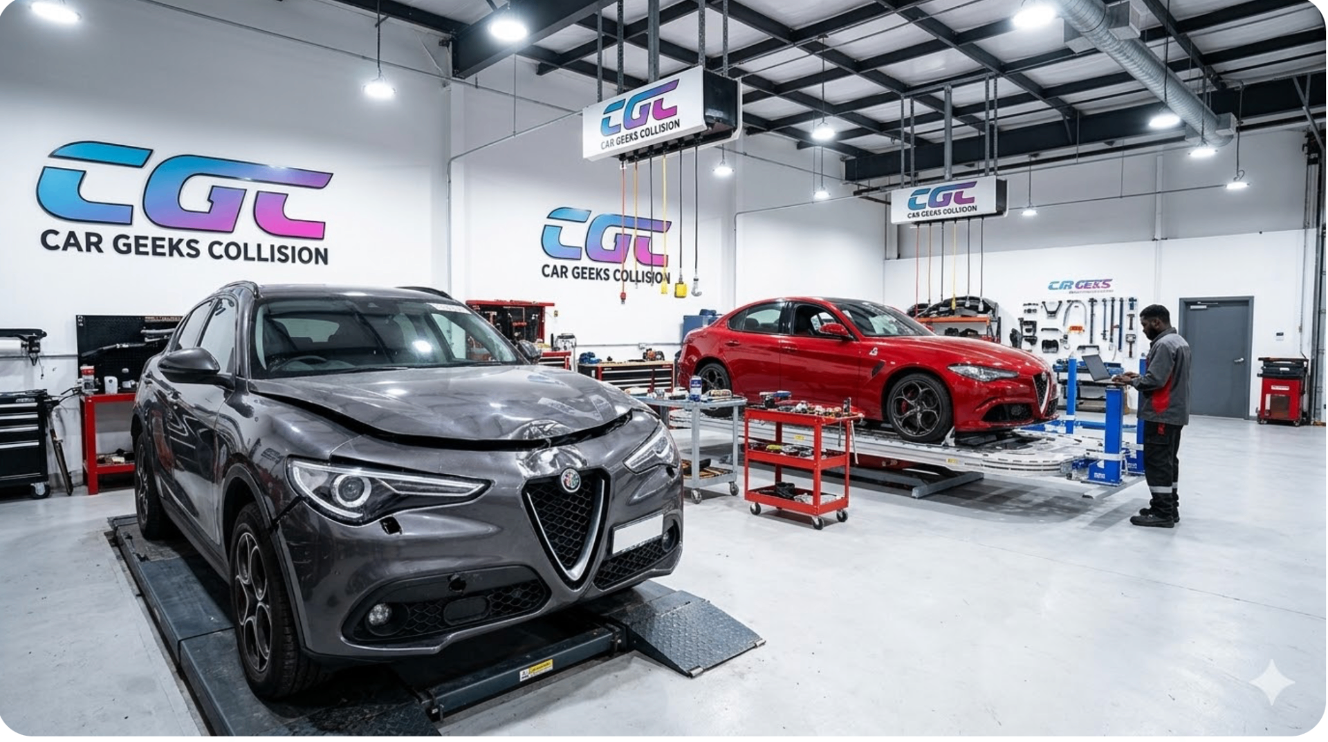 Alfa Romeo collision repair shop interior