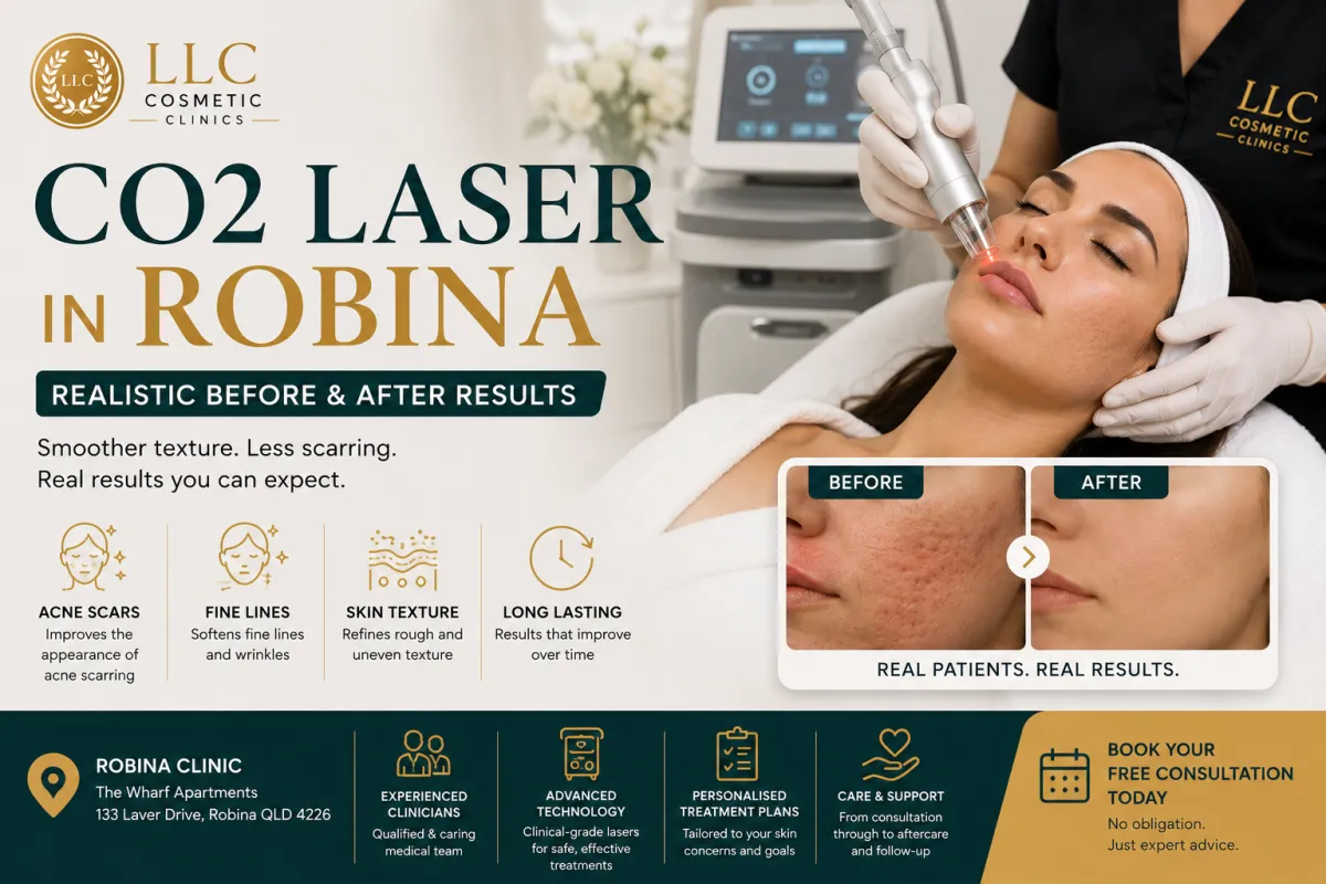 CO2 laser before and after results guide for skin resurfacing at LLC Cosmetic Robina
