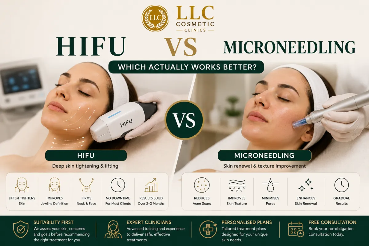 HIFU vs microneedling comparison for skin tightening and skin texture