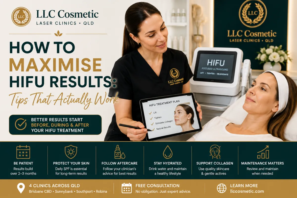 Woman receiving HIFU skin tightening consultation with clinician at LLC Cosmetic