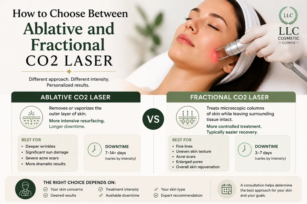 Ablative vs fractional CO2 laser treatment comparison 