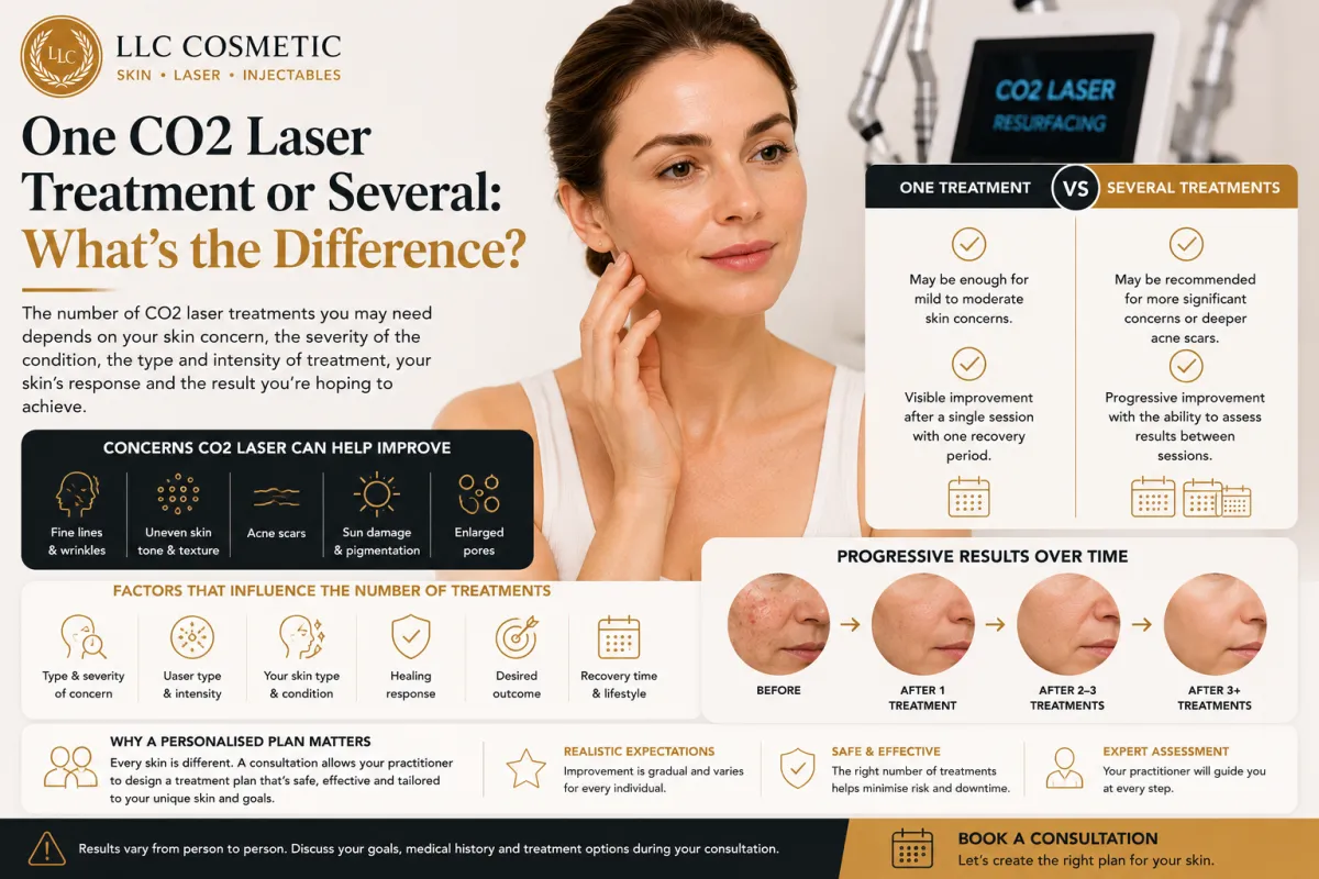 One CO2 laser treatment or several showing a personalised laser resurfacing treatment plan