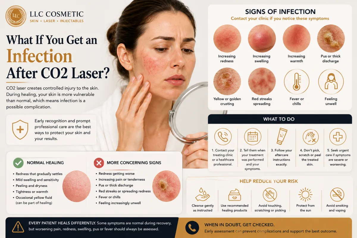 Signs of infection and proper aftercare during CO2 laser recovery