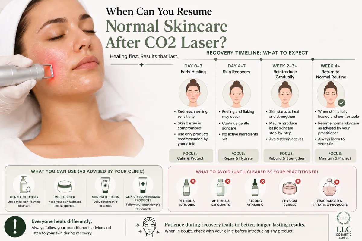 When to resume normal skincare after CO2 laser treatment