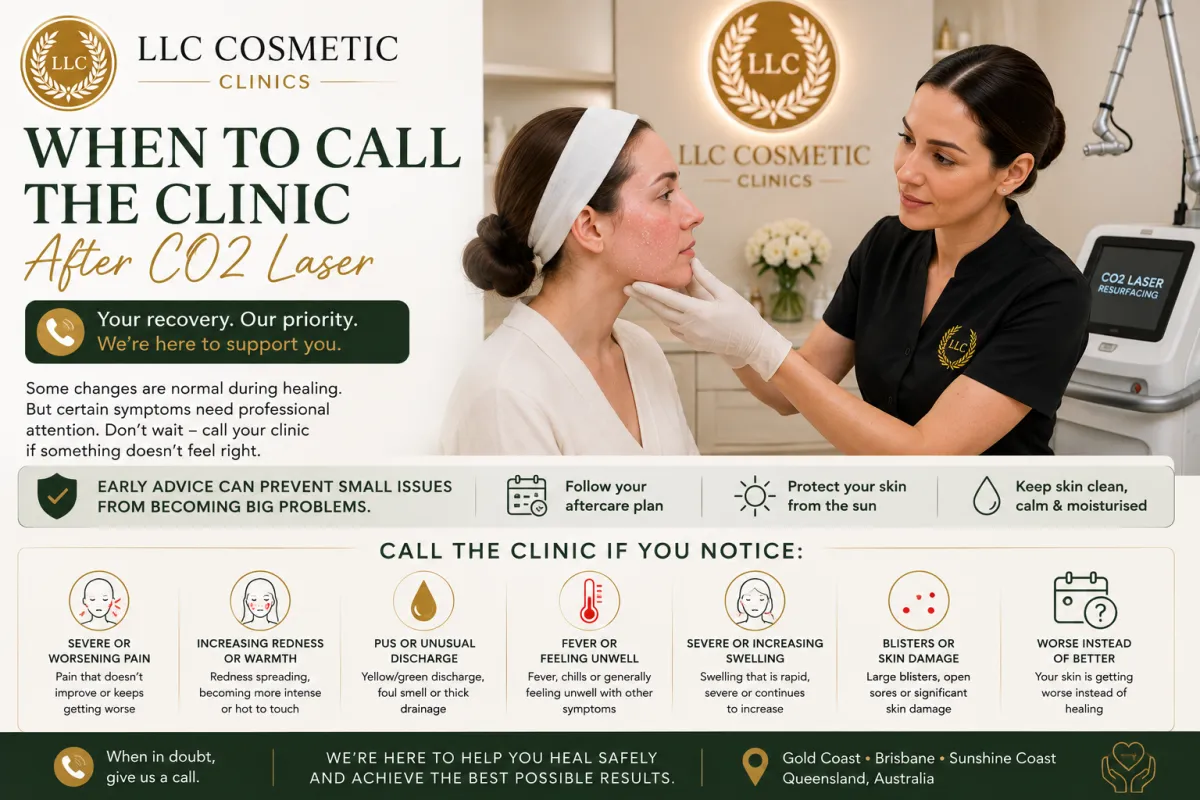When to call the clinic after CO2 laser treatment and signs that require professional advice