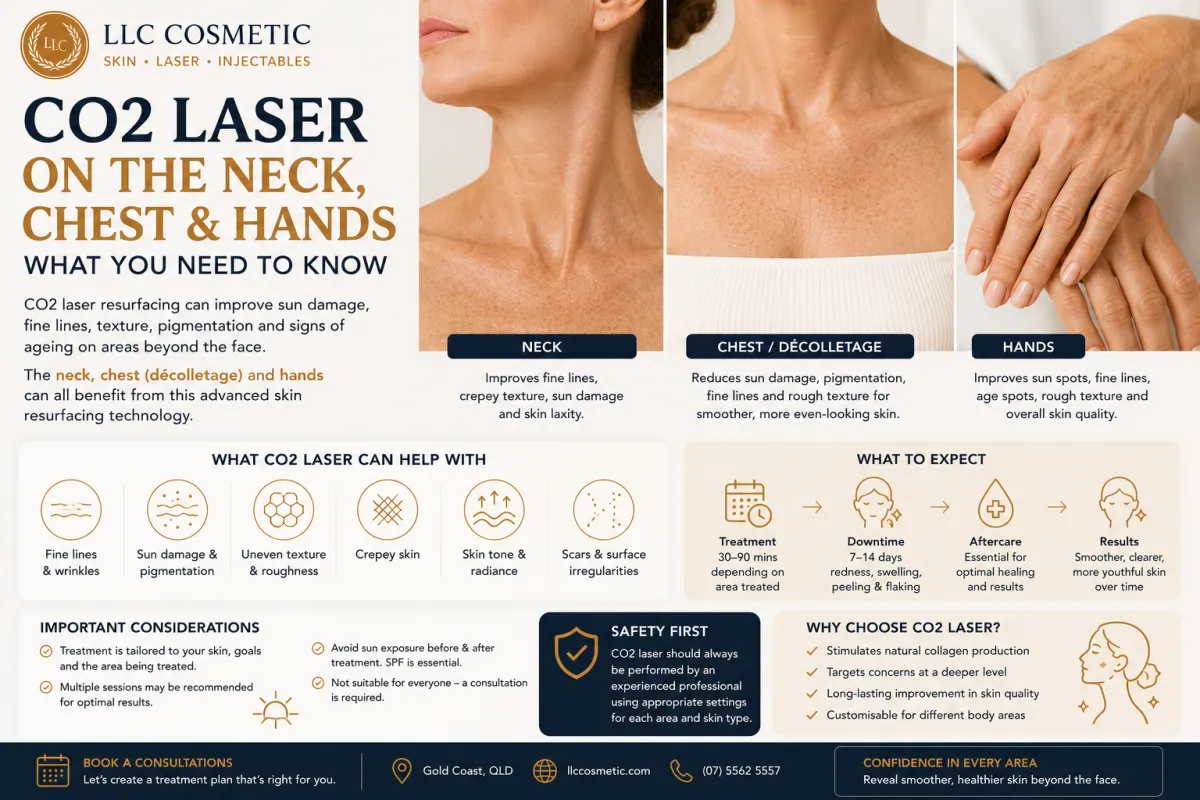 CO2 laser resurfacing treatment for the neck chest and hands