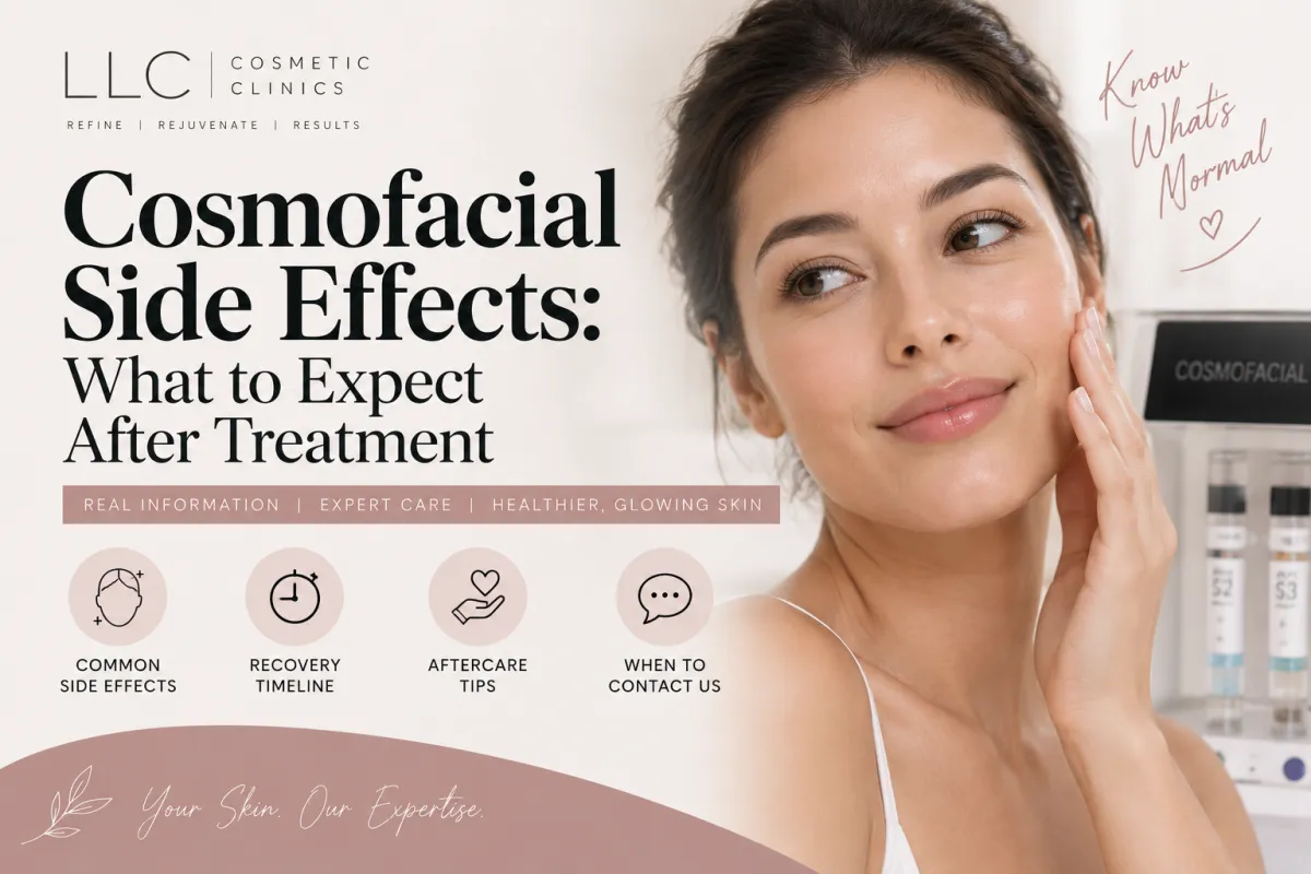Cosmofacial side effects guide with recovery and aftercare tips from LLC Cosmetic Clinics.