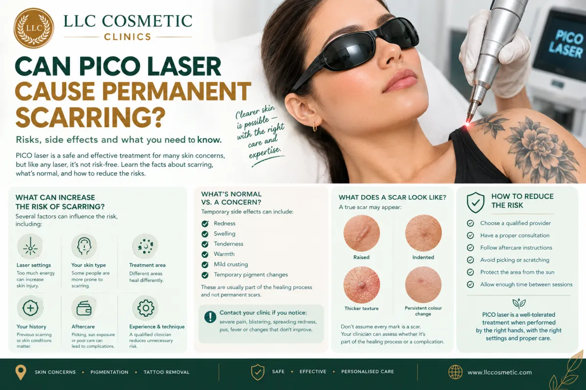 Can PICO laser cause permanent scarring and common PICO laser risks