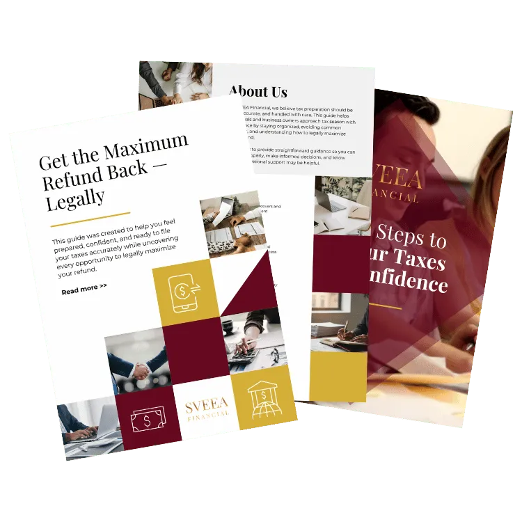 Free tax preparation guide by SVEEA Financial to help clients prepare for tax season