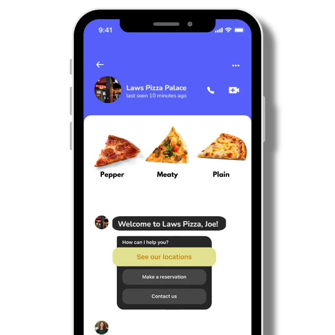 Chatbot providing automated customer support in a ManyChat interface.