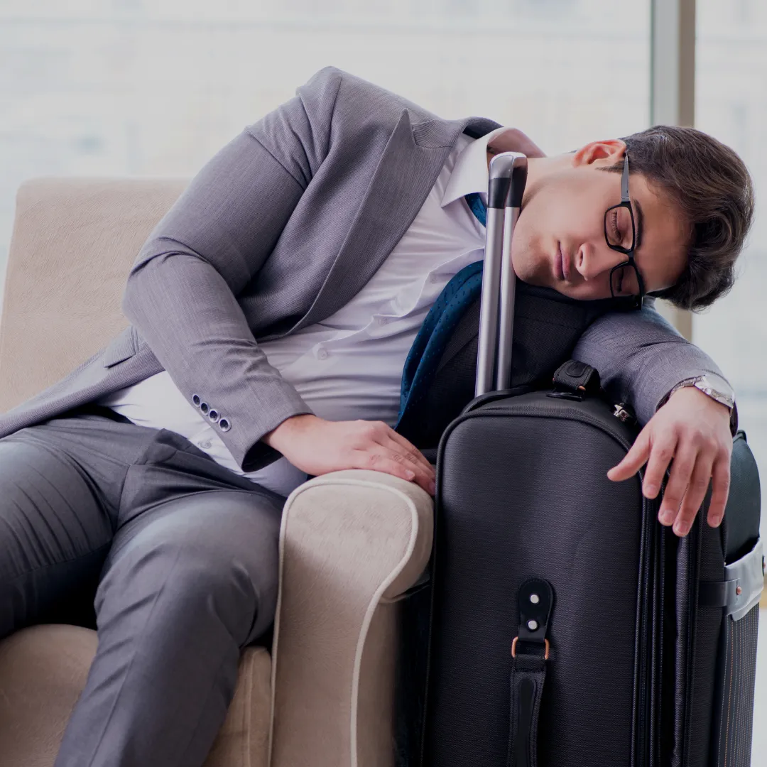 Illustration of travel-related burnout and friction