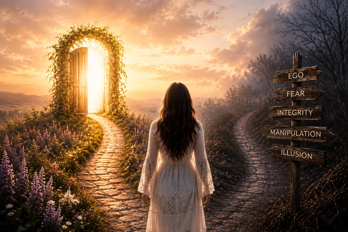 girl choosing two paths