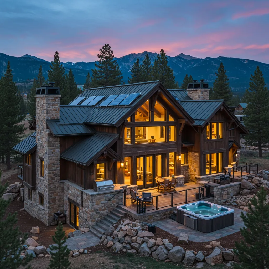 Modern two-story home with floor-to-ceiling windows and open concept living