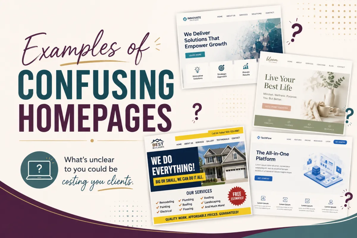 Examples of confusing homepages