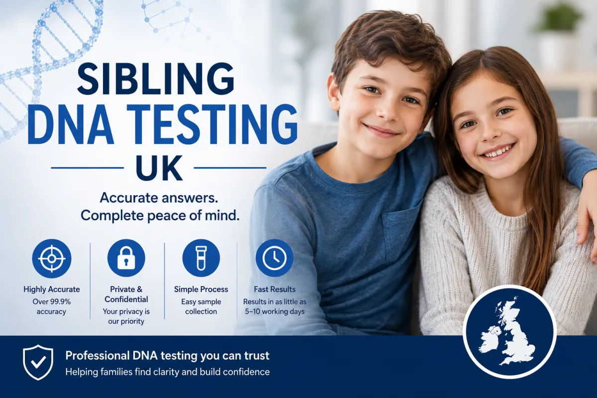 Brother and sister comparing DNA results through sibling DNA testing in the UK