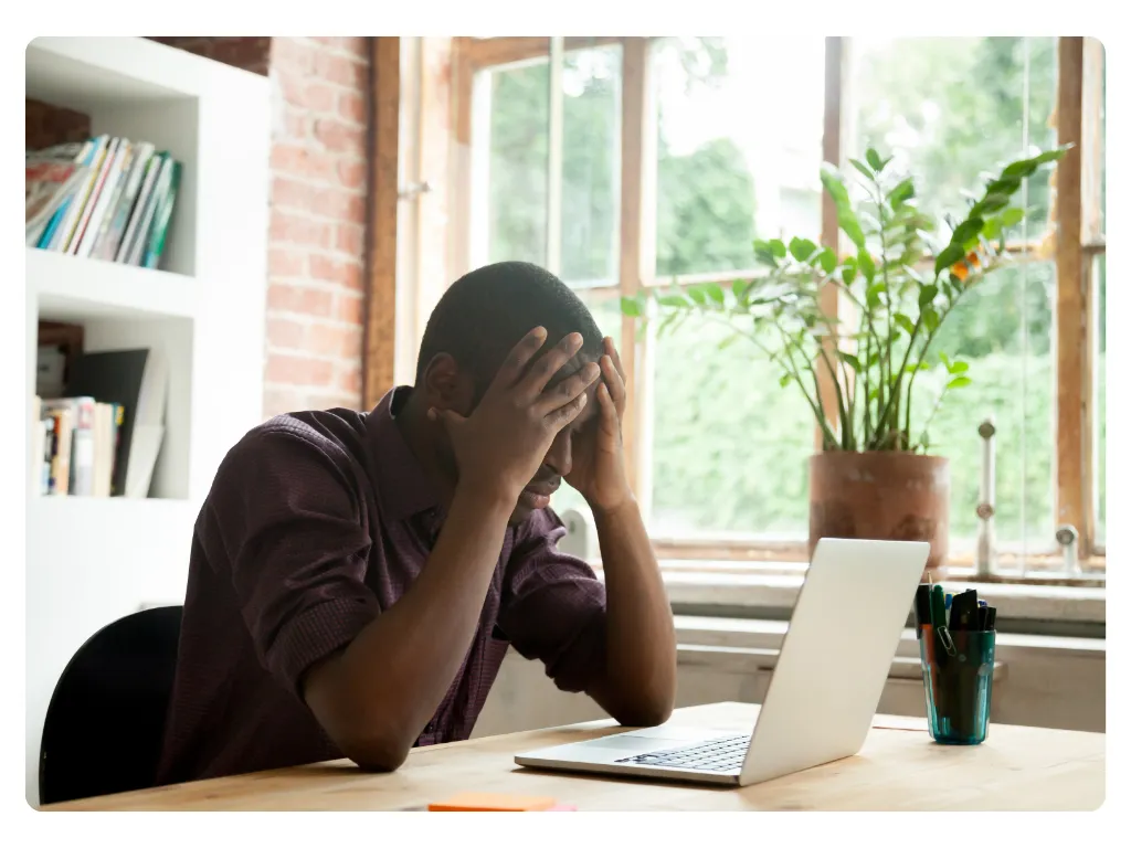 Stressed person at work