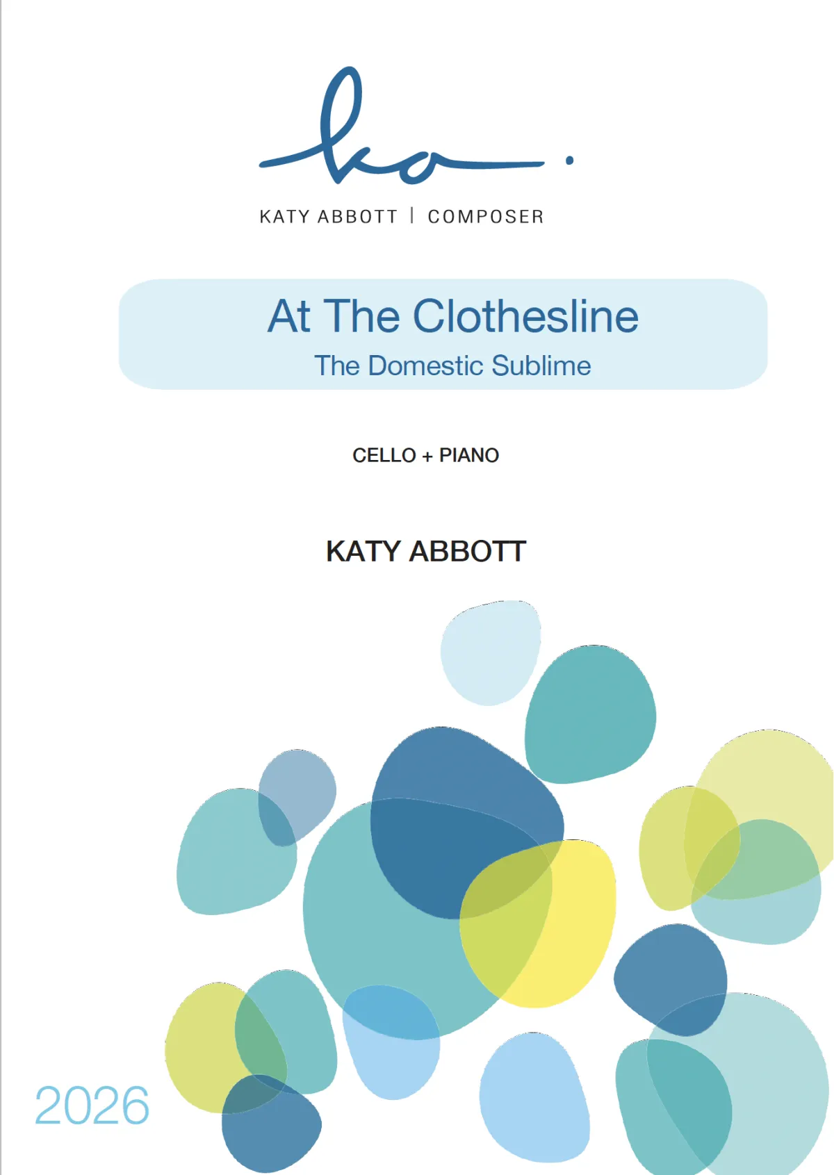 Front Cover Image of At the Clothesline by Katy Abbott for cello and piano