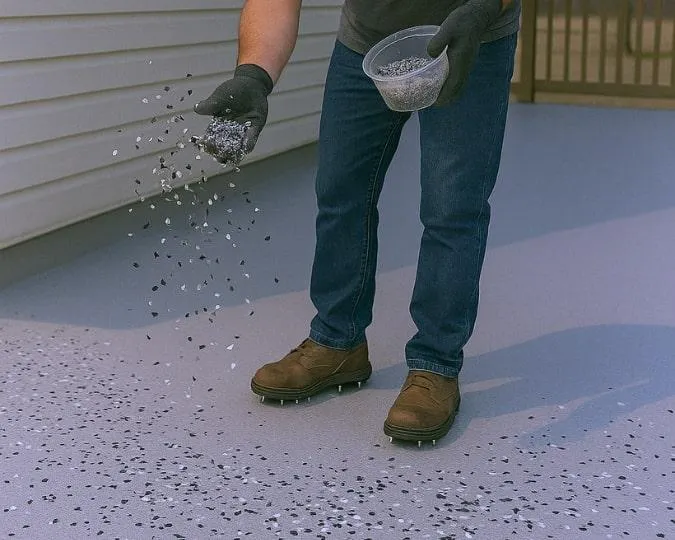 Optional anti-slip additives or decorative flakes