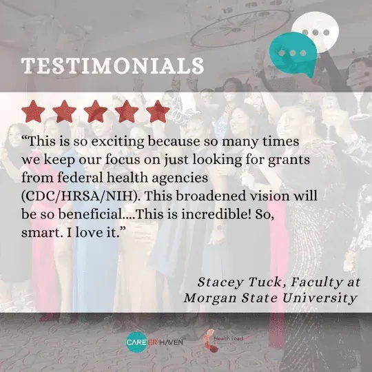 Testimonial from Stacey Tuck, Morgan State University faculty: a broadened vision beyond federal grants