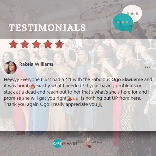 Testimonial from Rakeia Williams: a 1-on-1 with Ogo Ekwueme gave me exactly what I needed