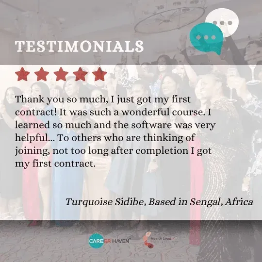 Testimonial from Turquoise Sidibe, Senegal: got my first contract not long after completing the course